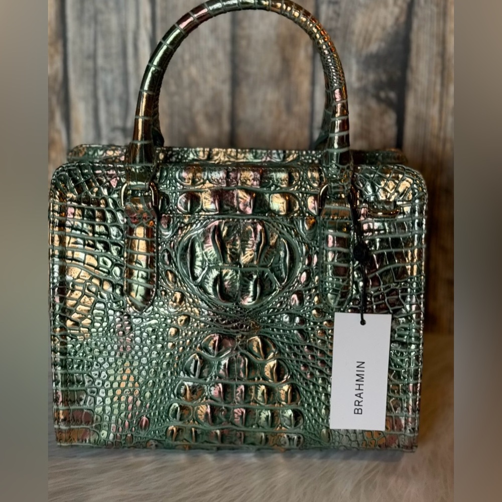 NWT Brahmin SOULFUL Cami Green copper metallic iridescent - Picture 9 of 15